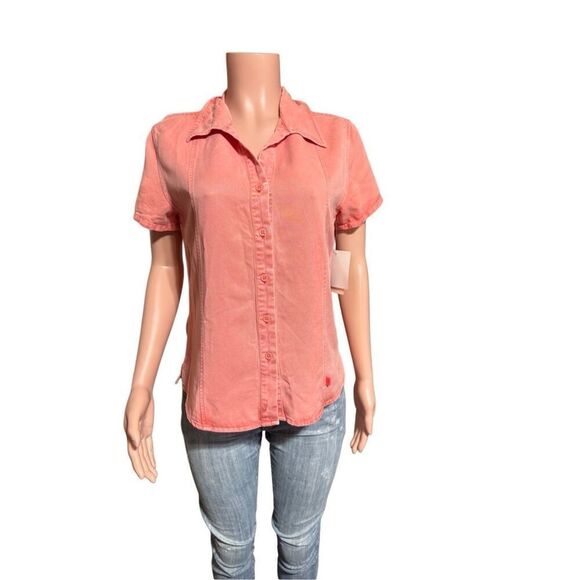 Pulp women's tencel short sleeve button-up shirt M - Picture 2 of 7
